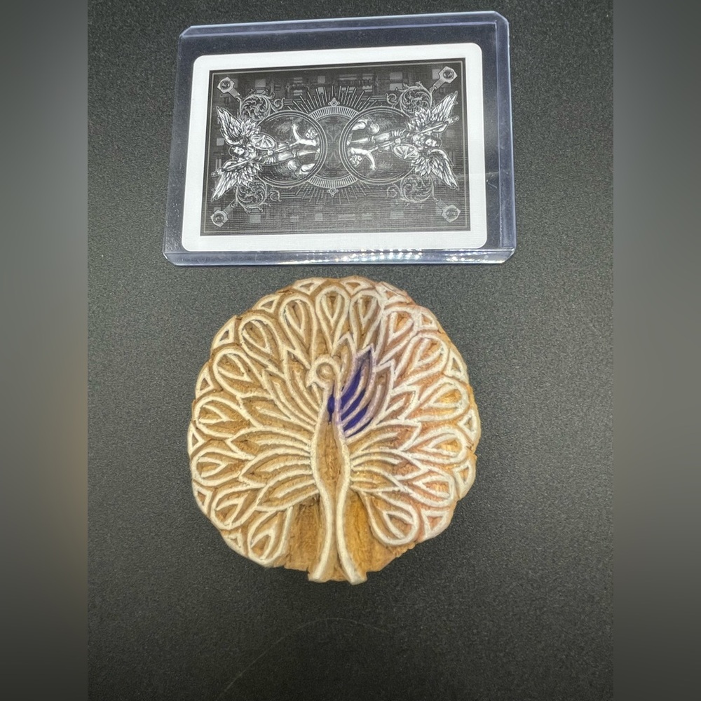 Handcrafted Peacock Design Engraved Wooden Peacock Stamp